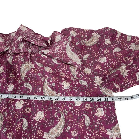 Cato Womens Paisley Print Dusty Pink Peasant Blouse Ruffle Neckline SZ 22/24W - Picture 5 of 10